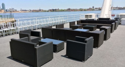 NY rental yacht 180 top deck seating